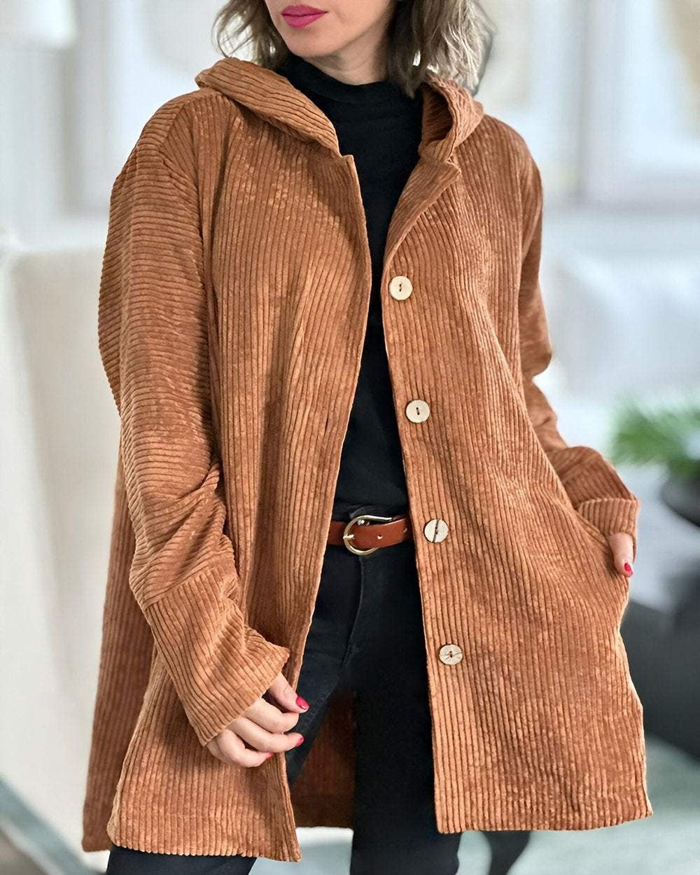 Helga | Cozy velvet jacket with hood