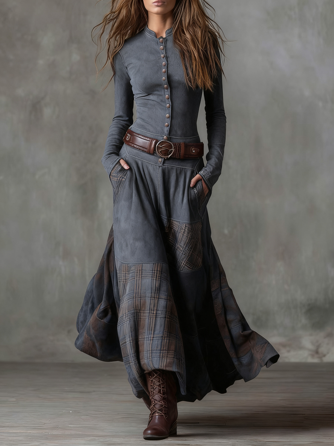 Azucena | Maxi Suede Dress with Belt